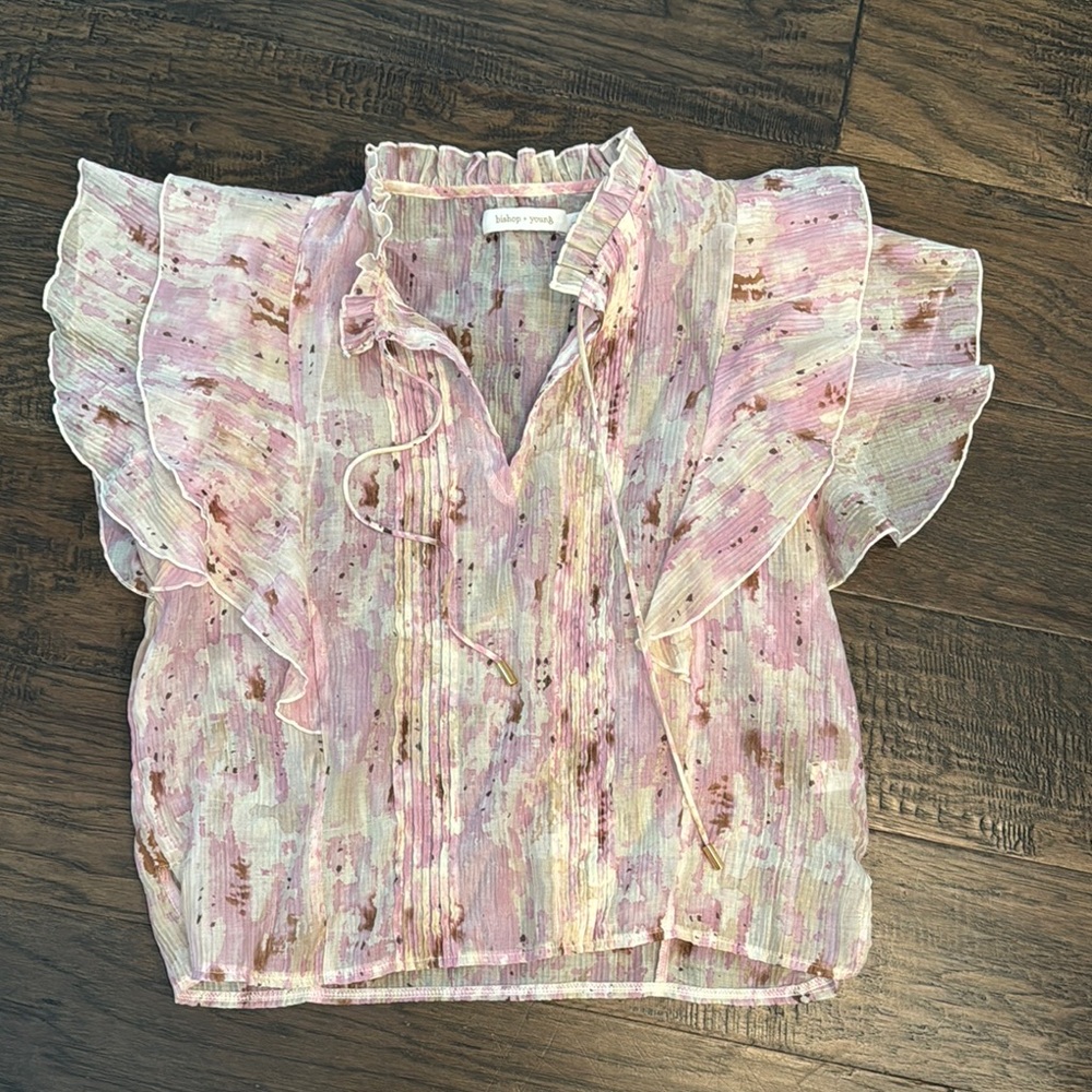 Lavender and White Ruffled Blouse